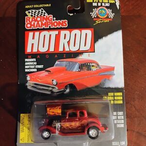 Racing Champions Red and Yellow Hot Rod Toy Car